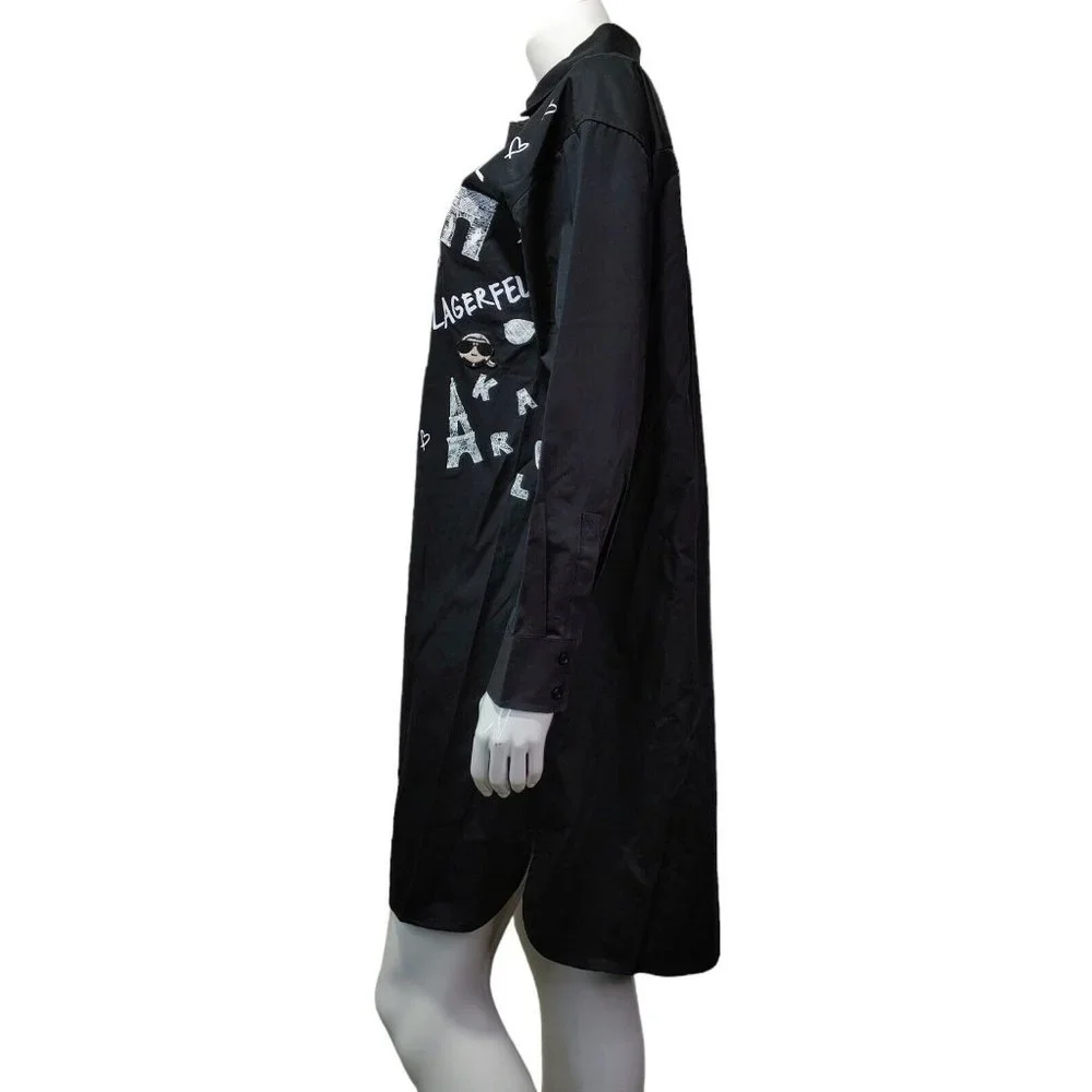 Karl Lagerfeld Paris Print and Patches Shirt / Dress Women's Size Medium - Picture 3 of 13